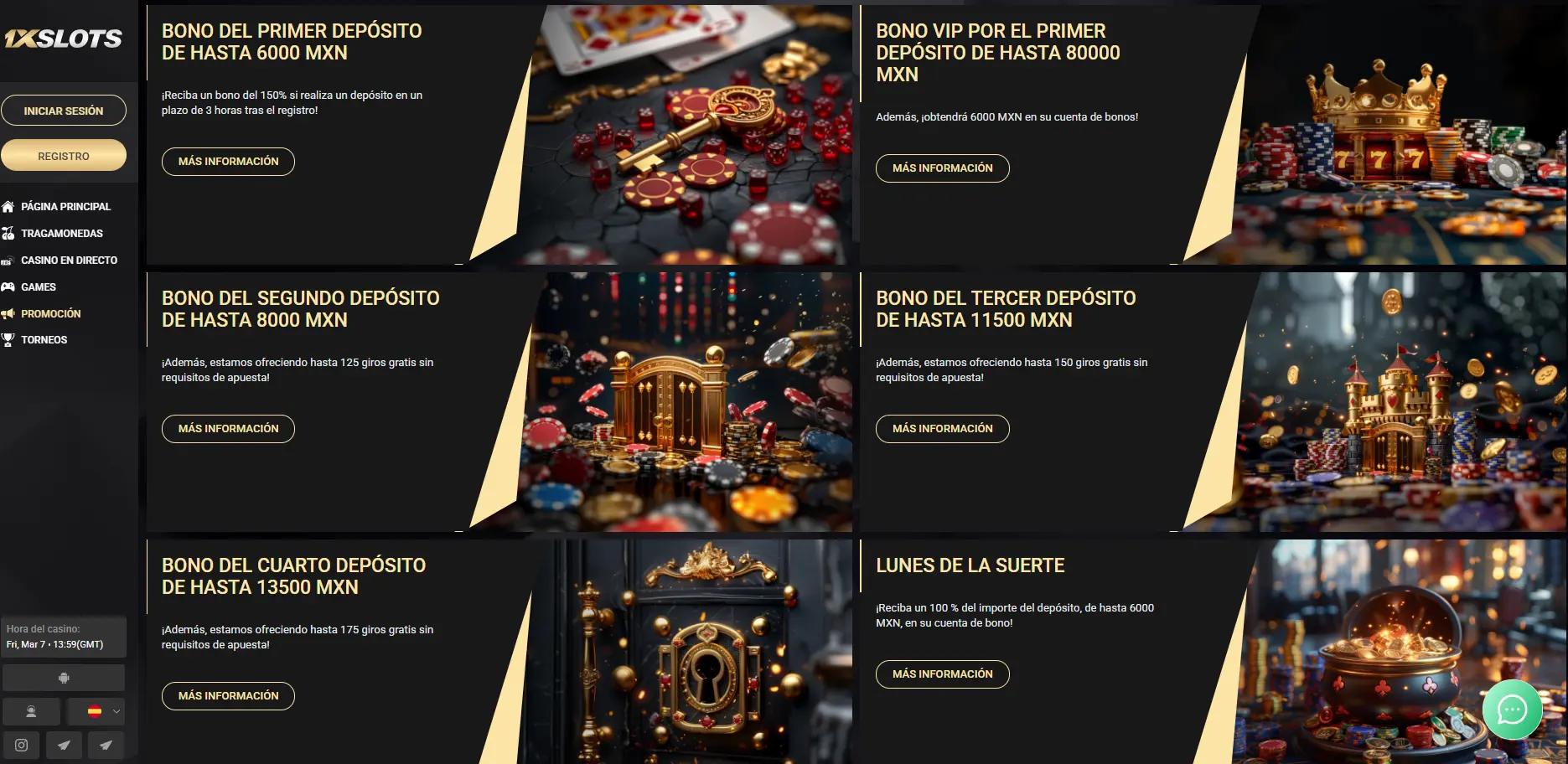 Bonos y promociones de 1xSlots