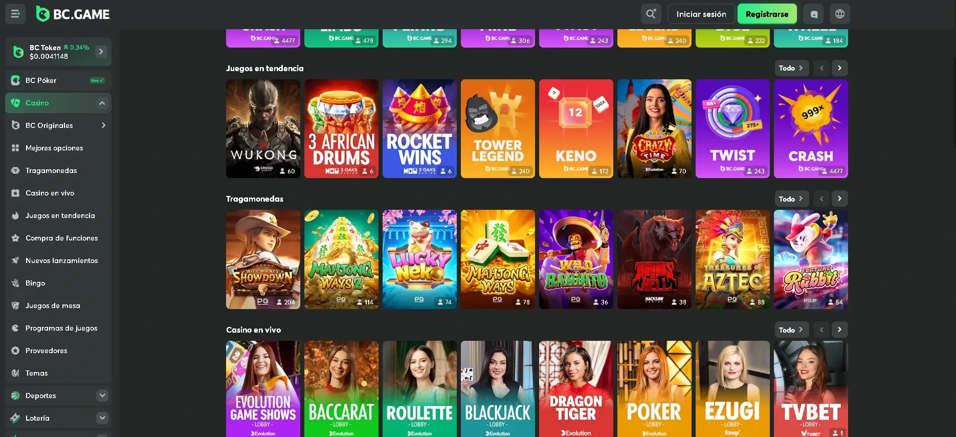 Juegos  BC Game casino